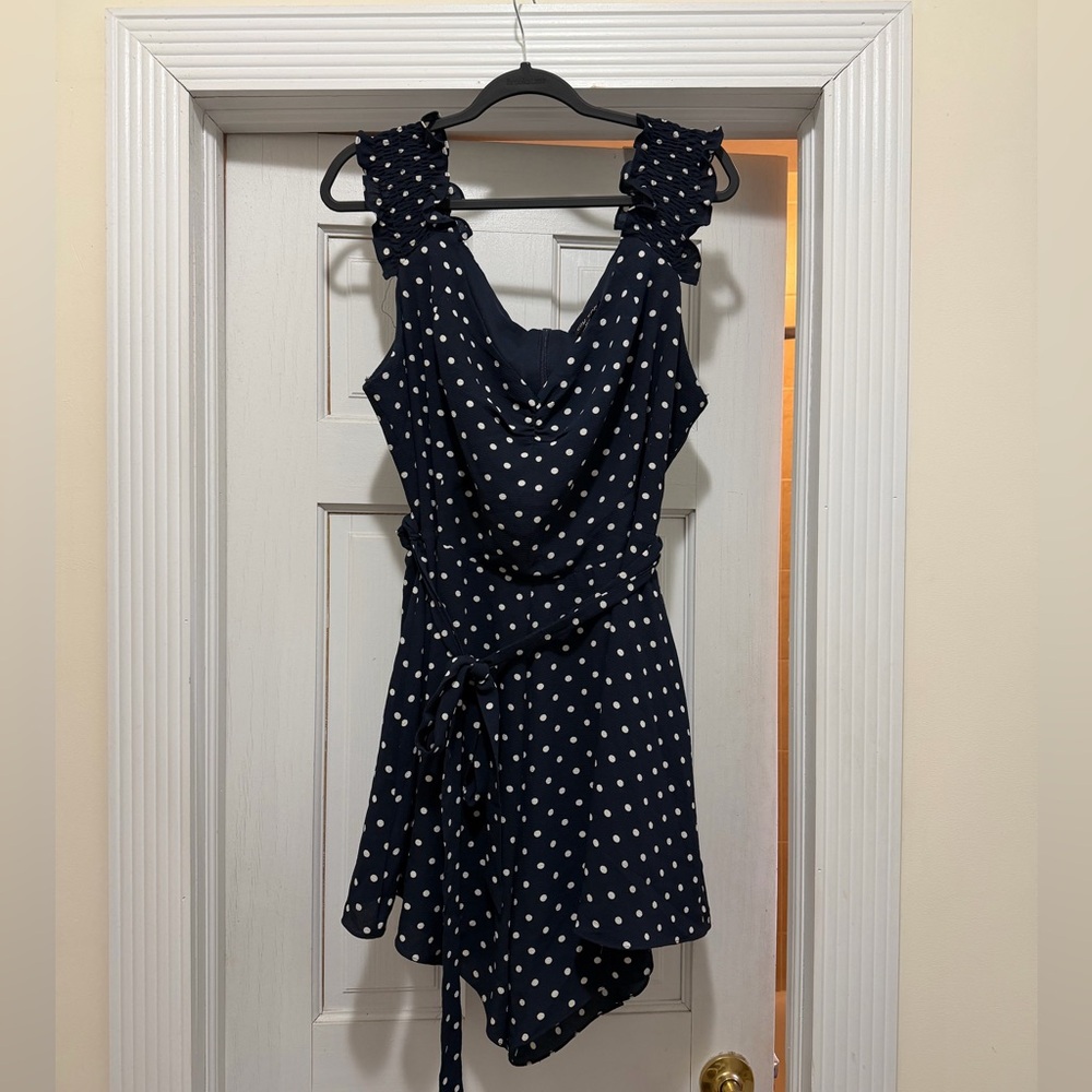 City Chic Navy Polka Dot Sleeveless Romper